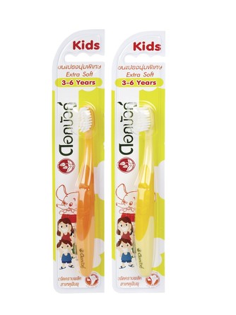 Щетка зубная деткая экстра мягкая Dok Bua Ku Kids Toothbrush Extra Soft (оранжевая и желтая), 2 шт. Twin Lotus