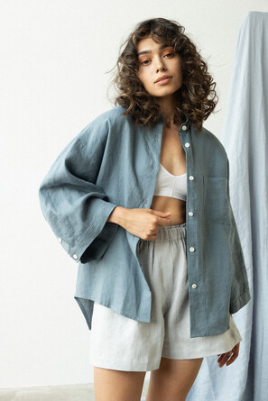 Рубашка с широким рукавом Linen Texture