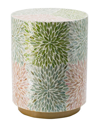 Столик акцентный с отделкой раковинами устриц 35x35x45см Glasar