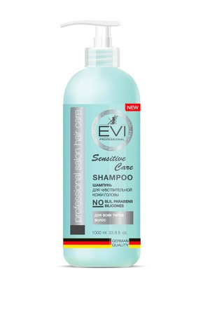Шампунь Сенситив для чувствительной кожи головы, не содержащий лаурет сульфат натрия и парабенов для ежедневного применения 1000 мл EVI professional