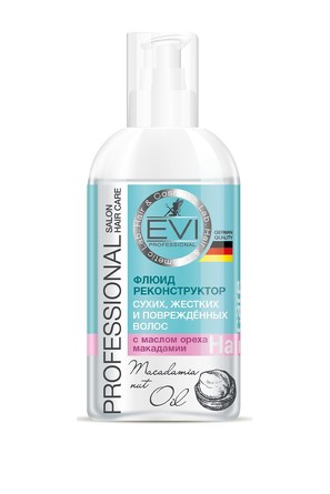Флюид реконструктор с маслом ореха макадамии для сухих, жёстких и повреждённых волос 150 мл EVI professional