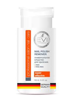Средство для удаления лака и гель-лака с помпой-дозатором 150 мл EVI professional