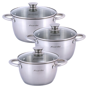 Набор кастрюль 6 пр. (1,5л, 2л, 3л,) Kamille