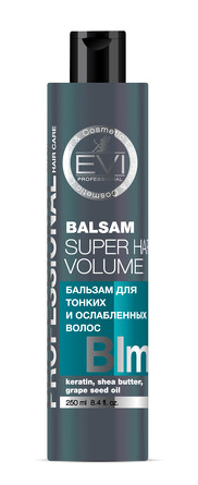Бальзам-ополаскиватель Объем и Сила для придания объема тонким, сухим и ослабленным волосам 250 мл EVI professional