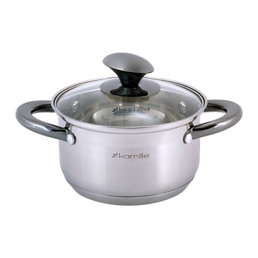 Кастрюля с крышкой и полыми черными ручками 1,5 л Kamille