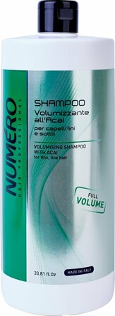 Шампунь для придания объема тонким и ослабленным волосам с экстрактом ягод асаи Numero, 1000 мл Brelil