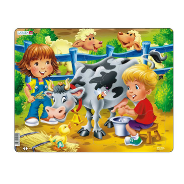 Пазл. Дети на ферме. Корова Larsen