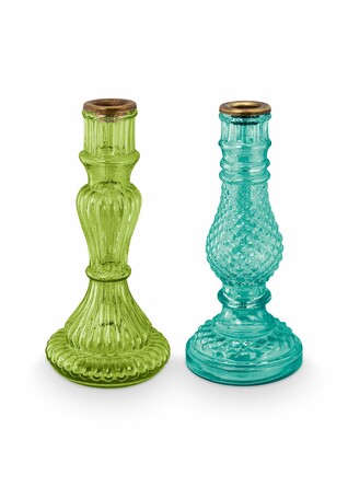 Набор подсвечников (2 шт.) Glass Blue, 20 см Pip Studio