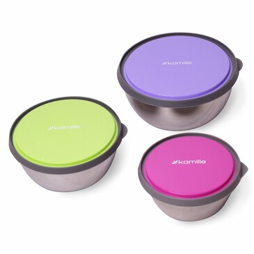 Набор емкостей с пластиковыми крышками (3 шт.) (Ø 12х5 см; Ø 14х5.5 см; Ø 16х6.5 см) Kamille