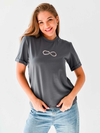 Футболка с подвернутым рукавом со стразами бесконечность Avrora Texdesign