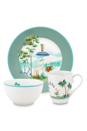 Набор для завтрака Jolie Blue (тарелка Ø21 см, пиала Ø15 см, кружка большая 350 мл) Pip Studio