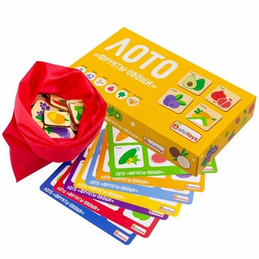 Игра настольная Лото Фрукты-овощи, 22,5x13,5x5 см Alatoys
