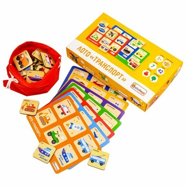 Игра настольная Лото Транспорт, 22,5x13,5x5 см Alatoys