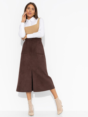 Юбка из замши с разрезом Откровенно шикарная Charuttimoda