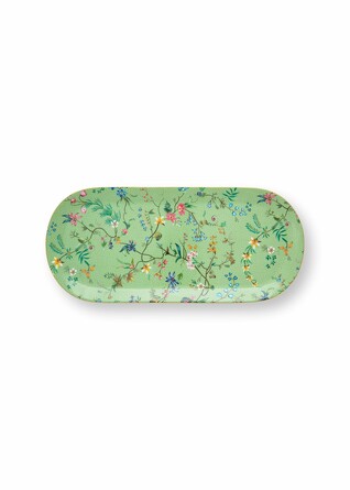 Блюдо для торта прямоугольное Jolie Flowes Green 33,3х15,5 см Pip Studio