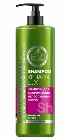 Шампунь Кератиновое Выпрямление для непослушных волос 1000 мл EVI professional