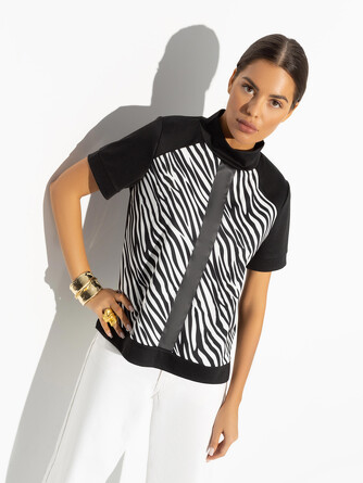 Водолазка с экокожей Фирменное приветствие Charuttimoda