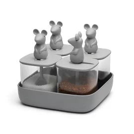 Набор банок для сыпучих продуктов Lucky Mouse Seasoning (4 шт.) Qualy